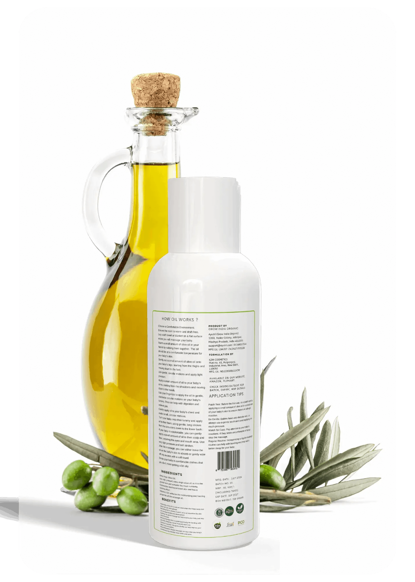 Baby oil: Kids Massage Olive oil - AyutriBody Oil