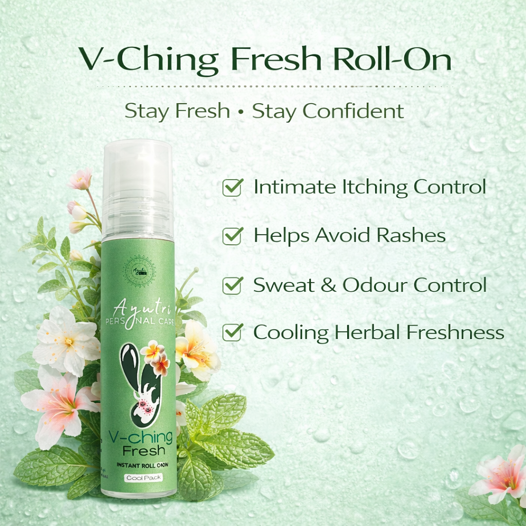 Ayutri Intima Hygiene V-ching Roll on for Intimate area Hygiene, O dour control, Rashes control, Sweat control