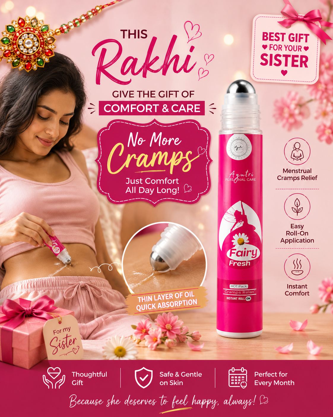 Ayutri Fairy Fresh period comfort roll-on gift story