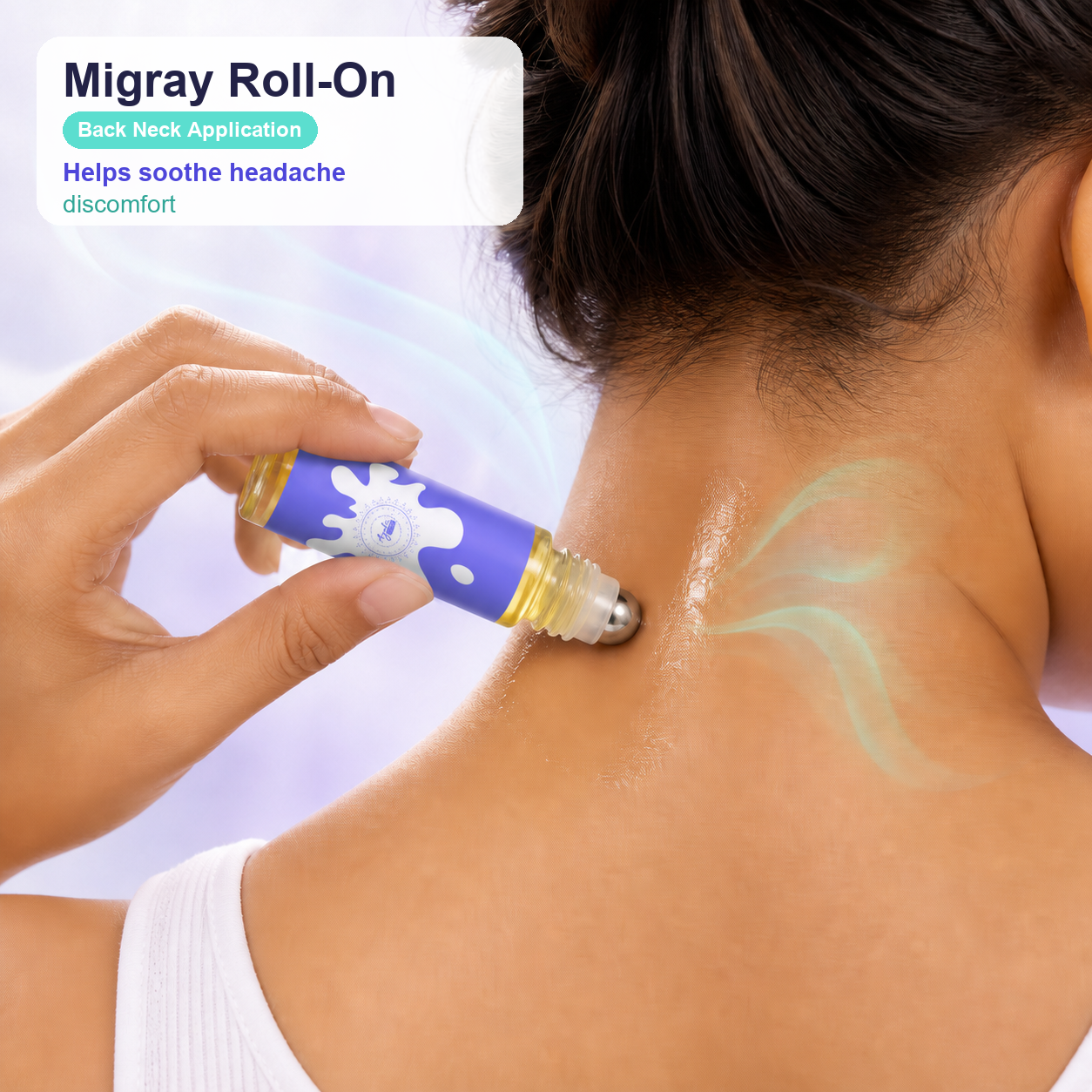 Migrey Roll-On applied to the back of the neck