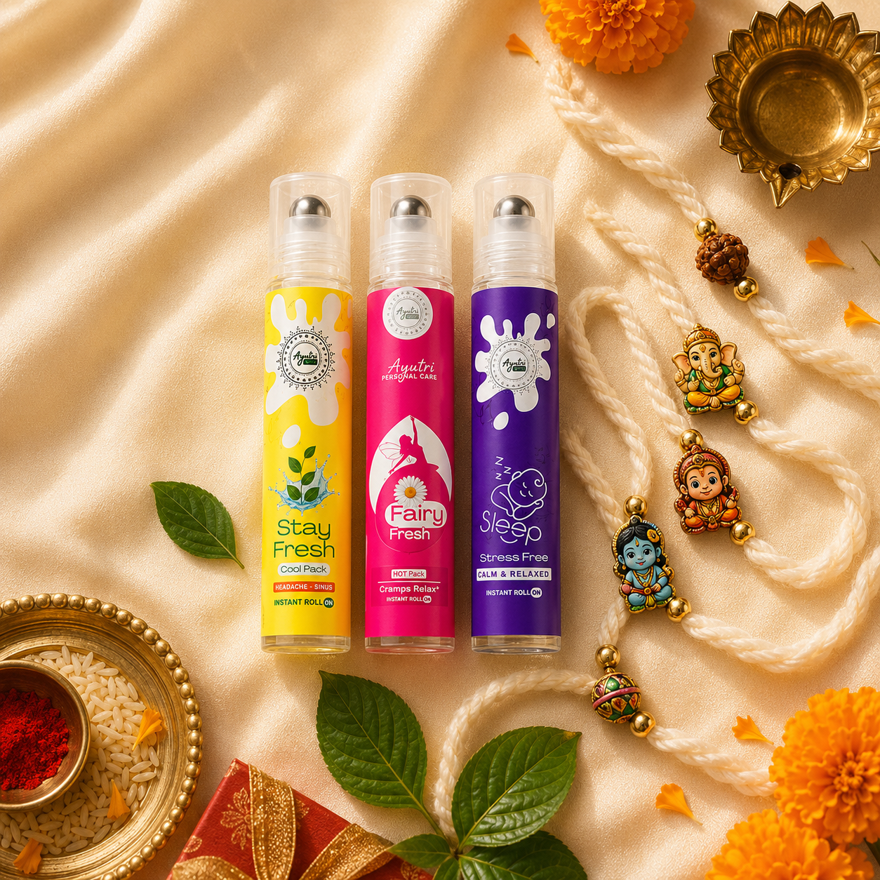 Rakhi Special — Parivaar Pack | Stay Fresh + Fairy Fresh + Sleep Well + 5 Handmade Rakhi